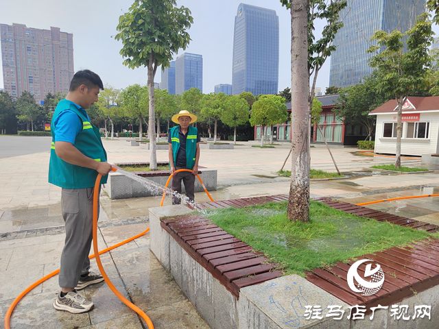 应对高温“烤”验驻马店园林工人精细养护守护城市生态(图1)